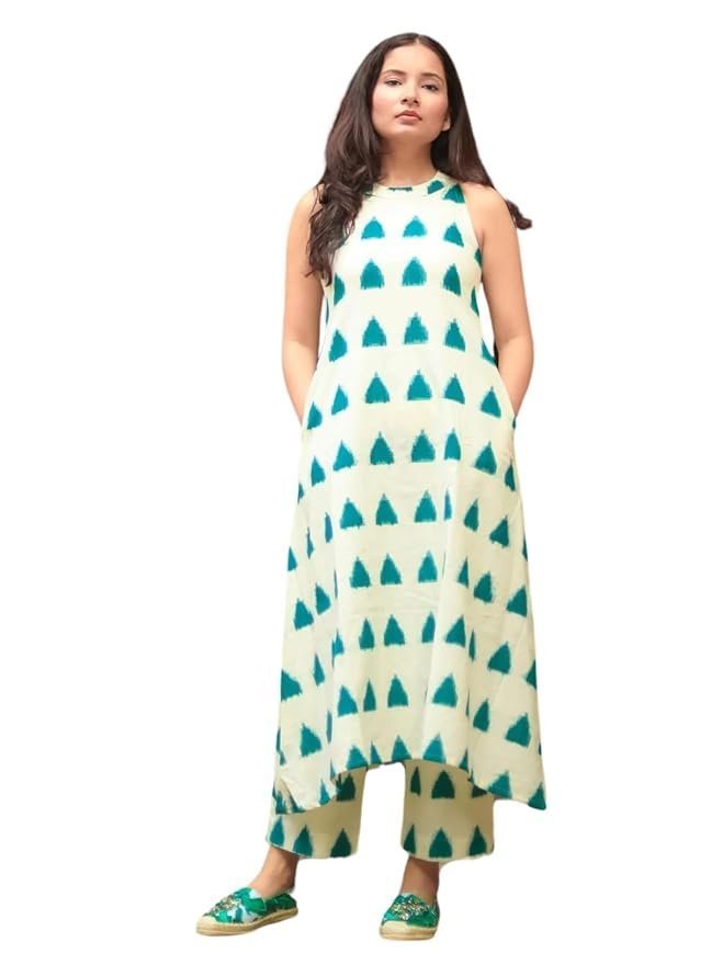 51GhB47PKJL._SY879_.jpg Rayon Floral Kurti Festive Regular Fit Kurta Set for Women - Image 1